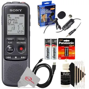 Sony Digital Voice Recorder ICD-PX Series, Built-in Mic, USB, 4GB Memory, Noise Cut for Noise-Free Recording   Lavalier Lapel Microphone Bundle