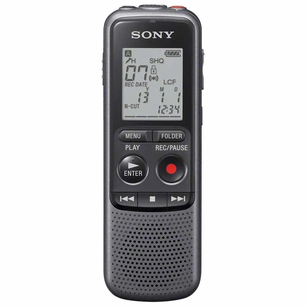 Sony Digital Voice Recorder ICD-PX Series, Built-in Mic, USB, 4GB Memory, Noise Cut for Noise-Free Recording   Lavalier Lapel Microphone Bundle