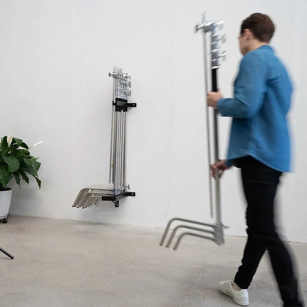 Spectrum C-Stand Wall / Door Mount Holder Rack - Holds 6 Stands (C-Stand Not Included) (OPEN BOX)