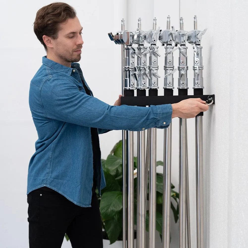 Spectrum C-Stand Wall / Door Mount Holder Rack - Holds 6 Stands (C-Stand Not Included) (OPEN BOX)