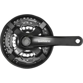 Tourney FC-TY501 Bicycle Crankset - 175mm, 6/7/8-Speed, 42/34/24t, Riveted, Square Taper JIS Spindle Interface