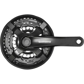 Tourney FC-TY501 Bicycle Crankset - 175mm, 6/7/8-Speed, 42/34/24t, Riveted, Square Taper JIS Spindle Interface