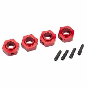 Traxxas 8269R Wheel hubs 12mm hex 6061-T6 aluminum (red-anodized) (4) screw pin (4)