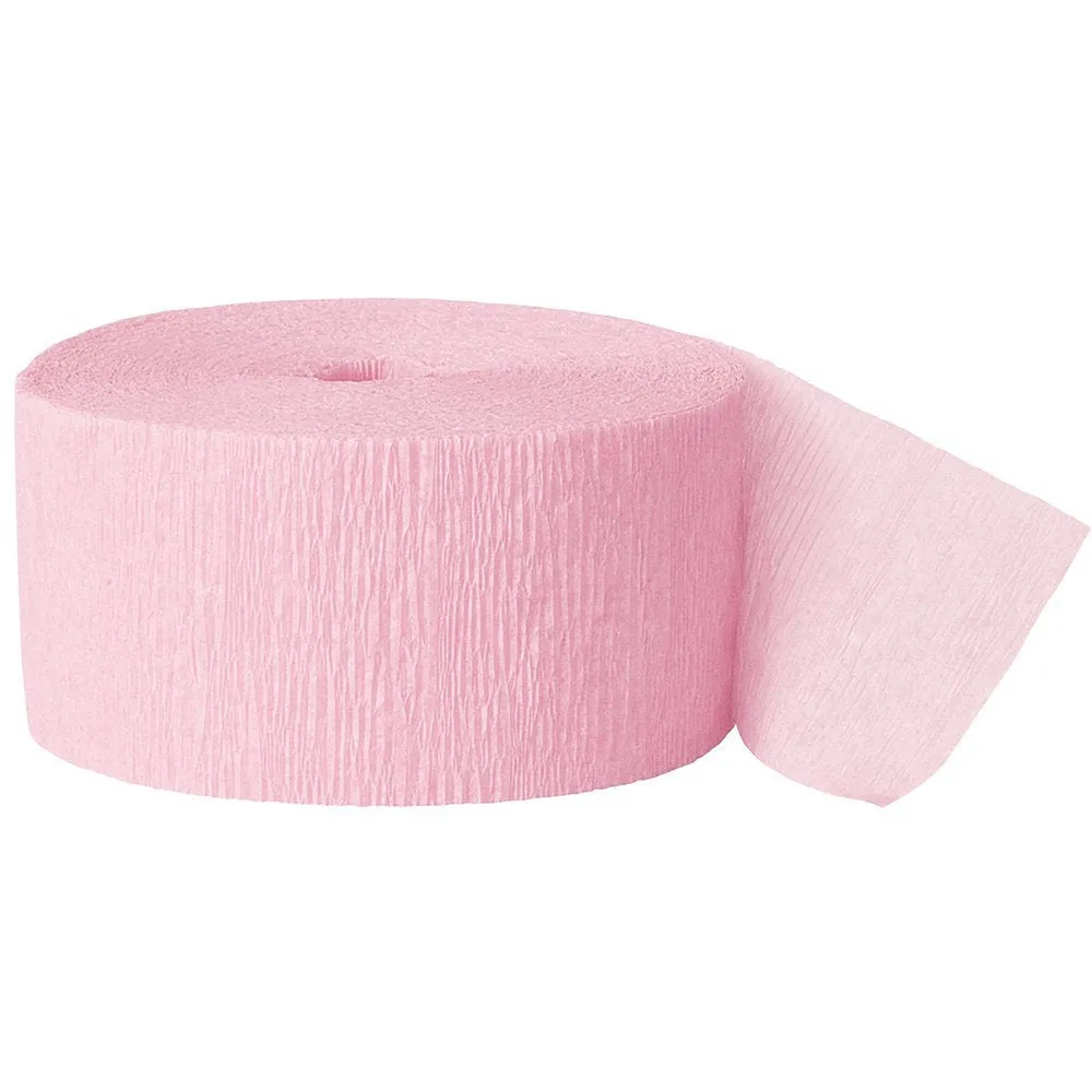 UNIQUE - Pastel Pink Crepe Paper Streamers - 81 Feet Long