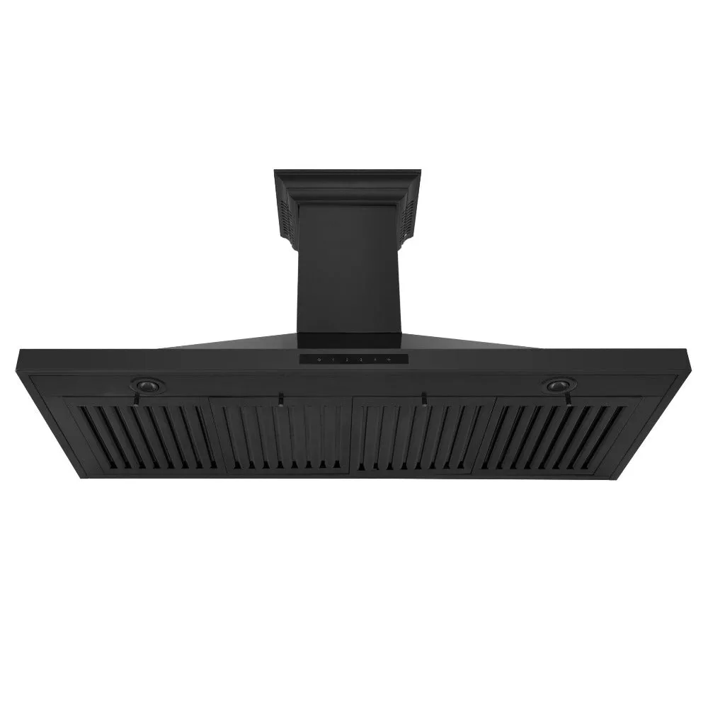ZLINE Ducted Vent Wall Mount Range Hood in Black Stainless Steel with Built-in CrownSound Bluetooth Speakers (BSKBNCRN-BT)