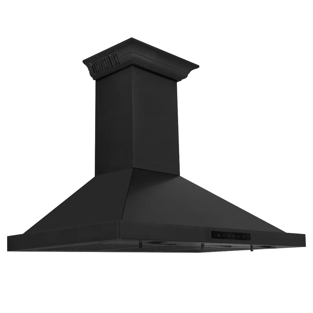 ZLINE Ducted Vent Wall Mount Range Hood in Black Stainless Steel with Built-in CrownSound Bluetooth Speakers (BSKBNCRN-BT)