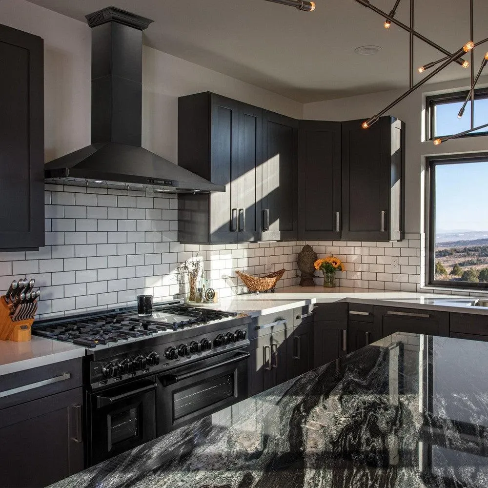 ZLINE Ducted Vent Wall Mount Range Hood in Black Stainless Steel with Built-in CrownSound Bluetooth Speakers (BSKBNCRN-BT)