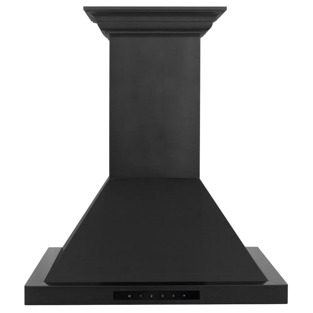 ZLINE Ducted Vent Wall Mount Range Hood in Black Stainless Steel with Built-in CrownSound Bluetooth Speakers (BSKBNCRN-BT)