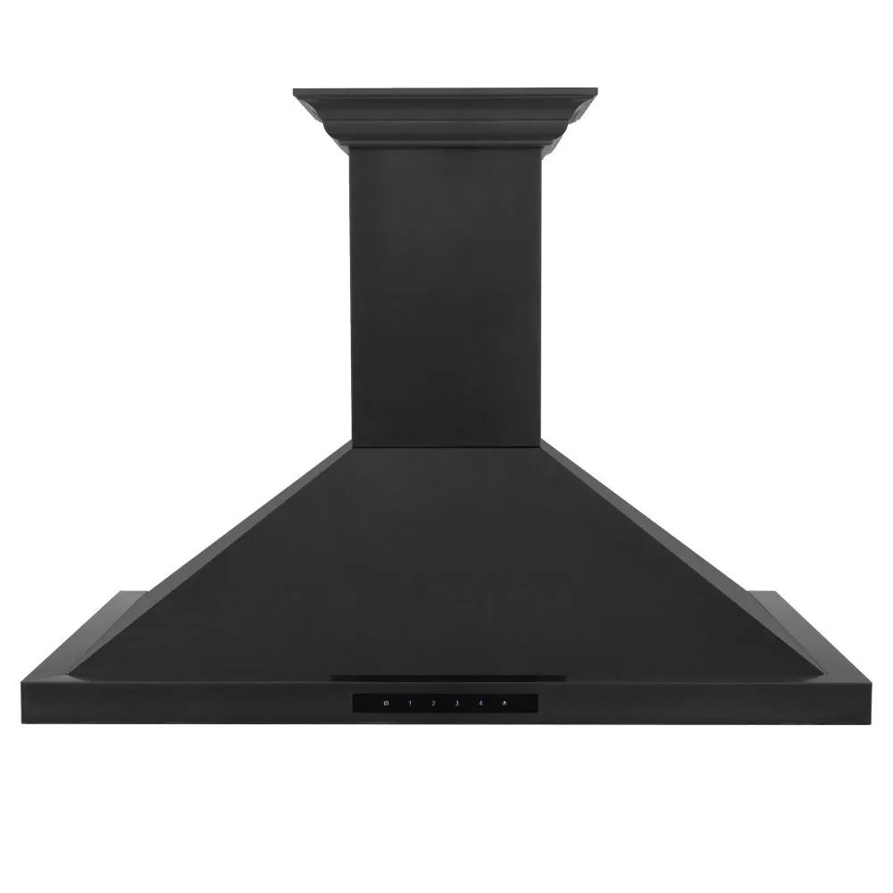 ZLINE Ducted Vent Wall Mount Range Hood in Black Stainless Steel with Built-in CrownSound Bluetooth Speakers (BSKBNCRN-BT)