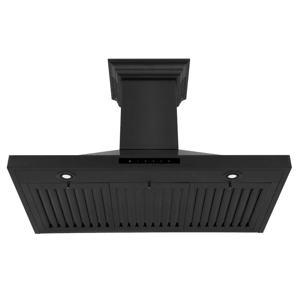 ZLINE Ducted Vent Wall Mount Range Hood in Black Stainless Steel with Built-in CrownSound Bluetooth Speakers (BSKBNCRN-BT)