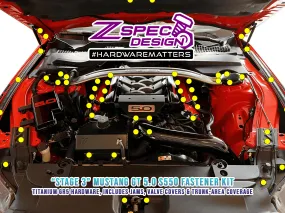 ZSPEC Stage-3 Dress Up Bolts® Fastener Kit for '15-23 Ford Mustang GT 5.0L S550, Titanium