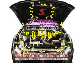 ZSPEC Stage-3 Dress Up Bolts® Fastener Kit for '15-23 Ford Mustang GT500 S550, Stainless & Billet